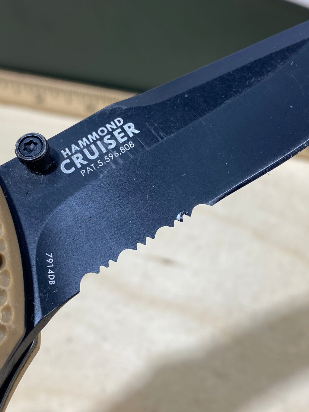 CRKT 7914DB Hammond Cruiser #149. Light usage. Tip chipped. Discontinued