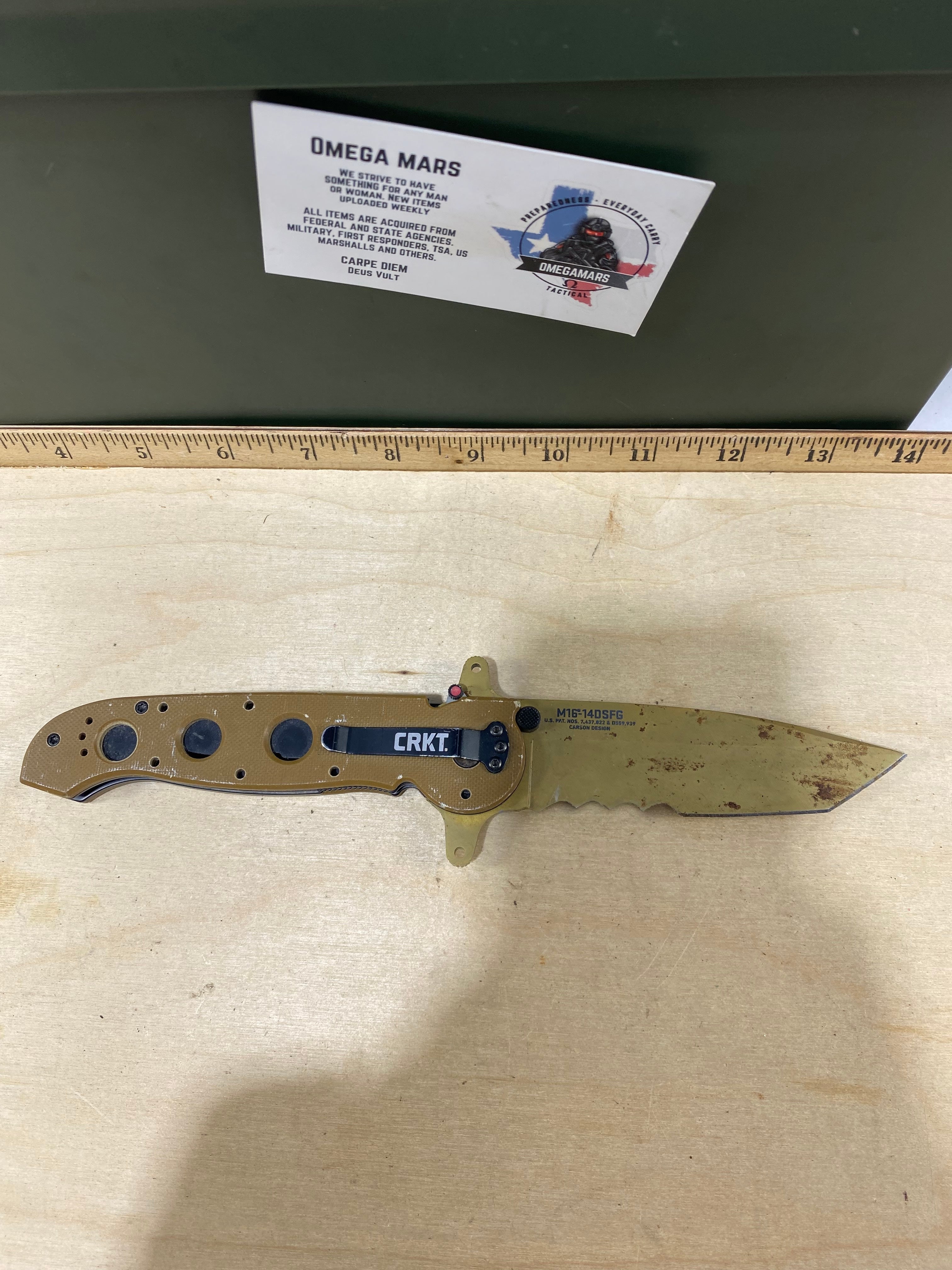 CRKT M16-14DSFG #158. Light usage. Super Dirty.