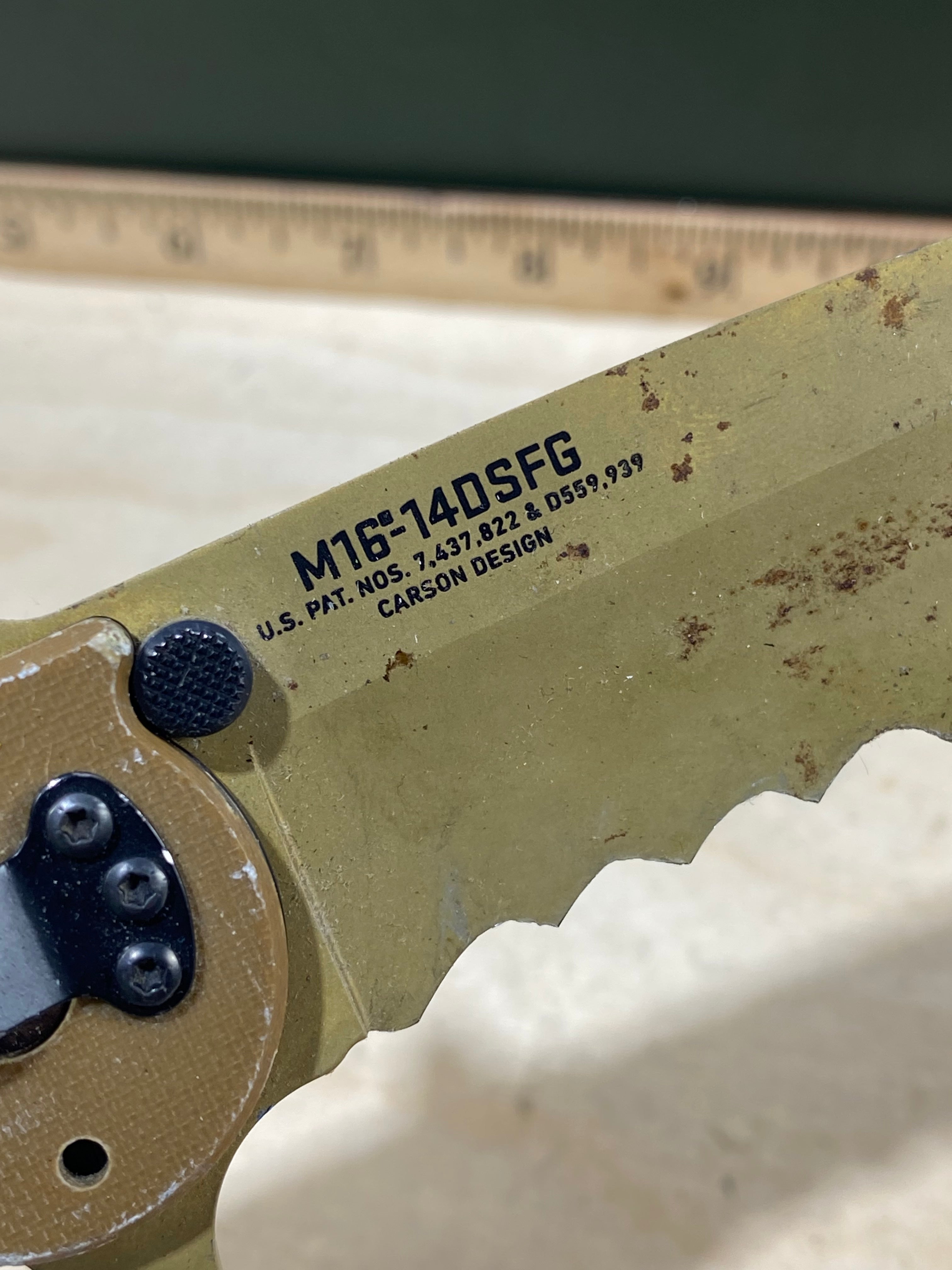 CRKT M16-14DSFG #158. Light usage. Super Dirty.