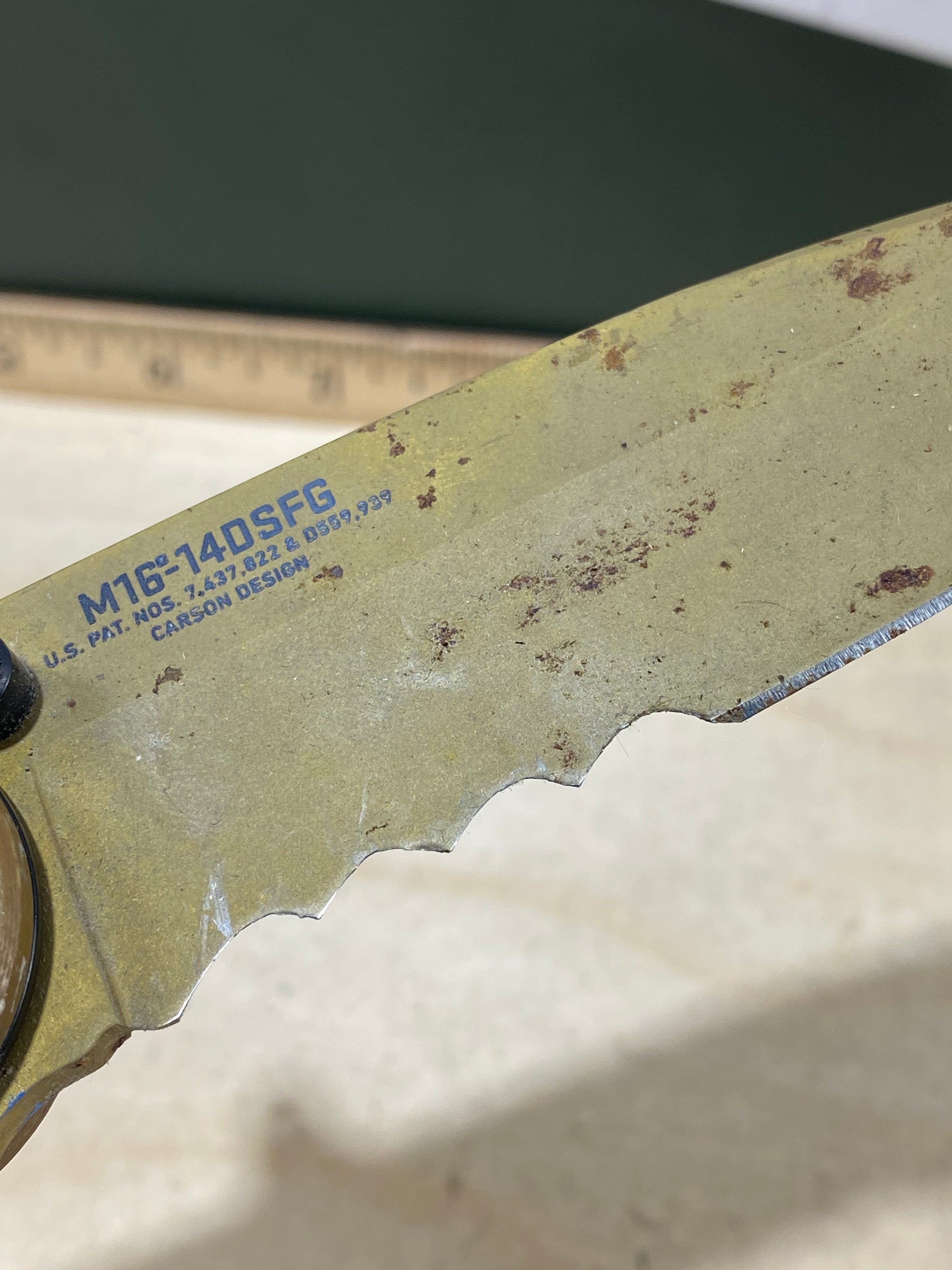 CRKT M16-14DSFG #158. Light usage. Super Dirty.