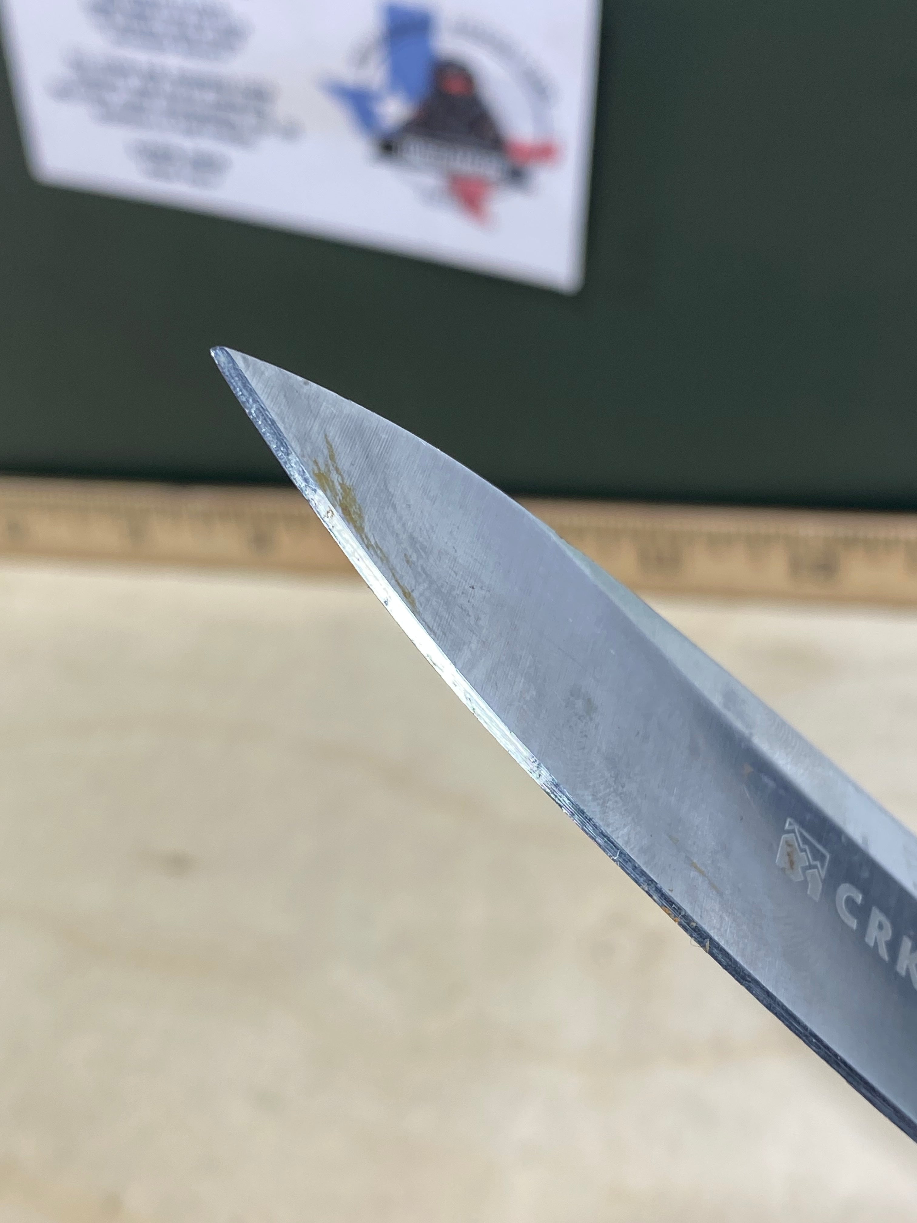 CRKT 7255Z Lake lll #-9. Light usage. Dirty. Resharpened. Discontinued.