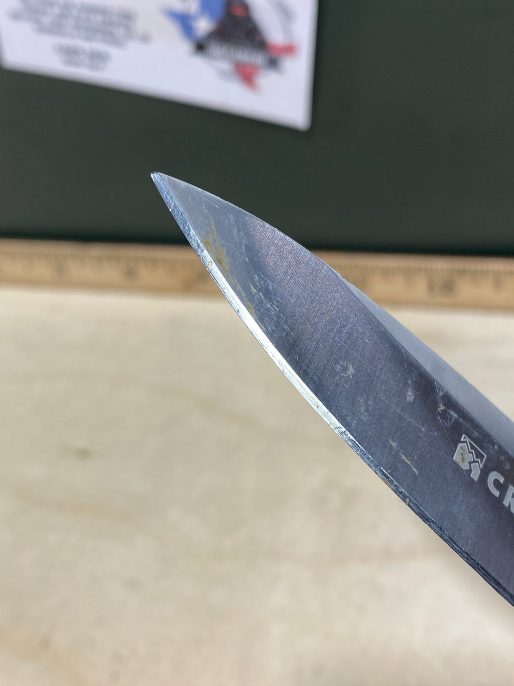 CRKT 7255Z Lake lll #-9. Light usage. Dirty. Resharpened. Discontinued.