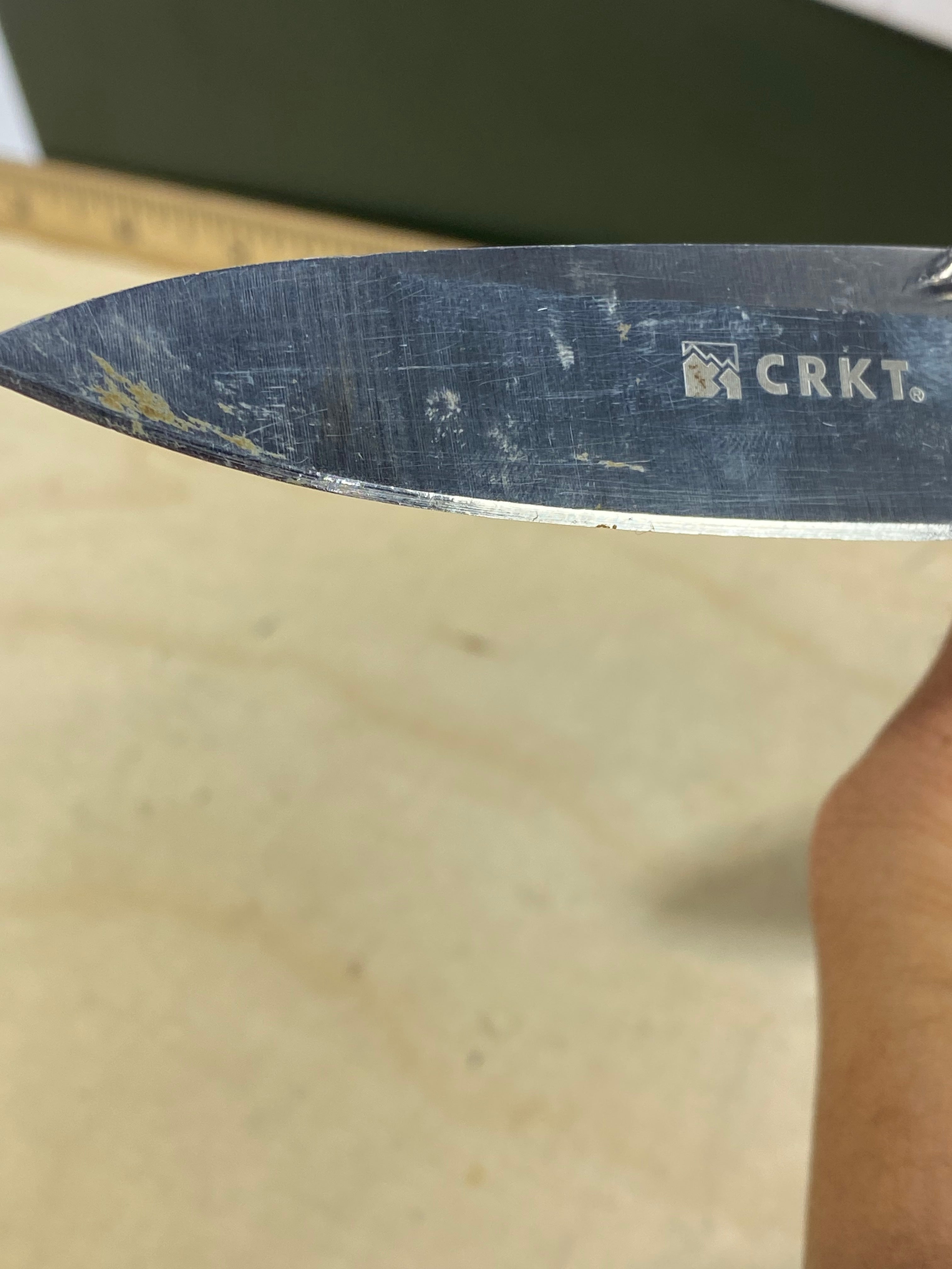 CRKT 7255Z Lake lll #-9. Light usage. Dirty. Resharpened. Discontinued.