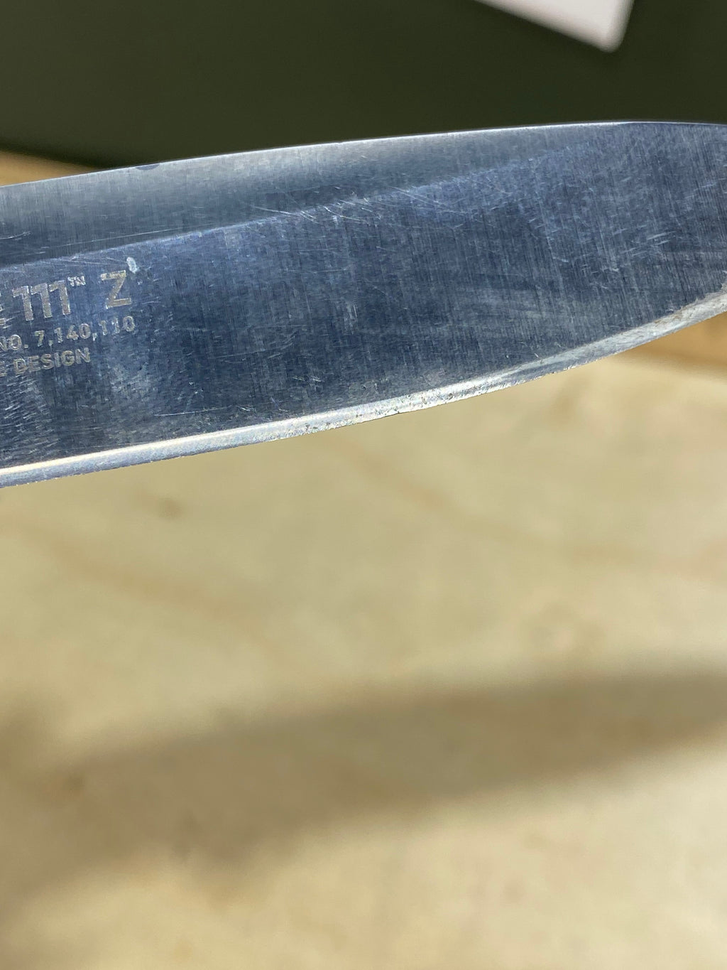 CRKT 7255Z Lake lll #-10. Light usage. Chip on blade. Resharpened. Discontinued.