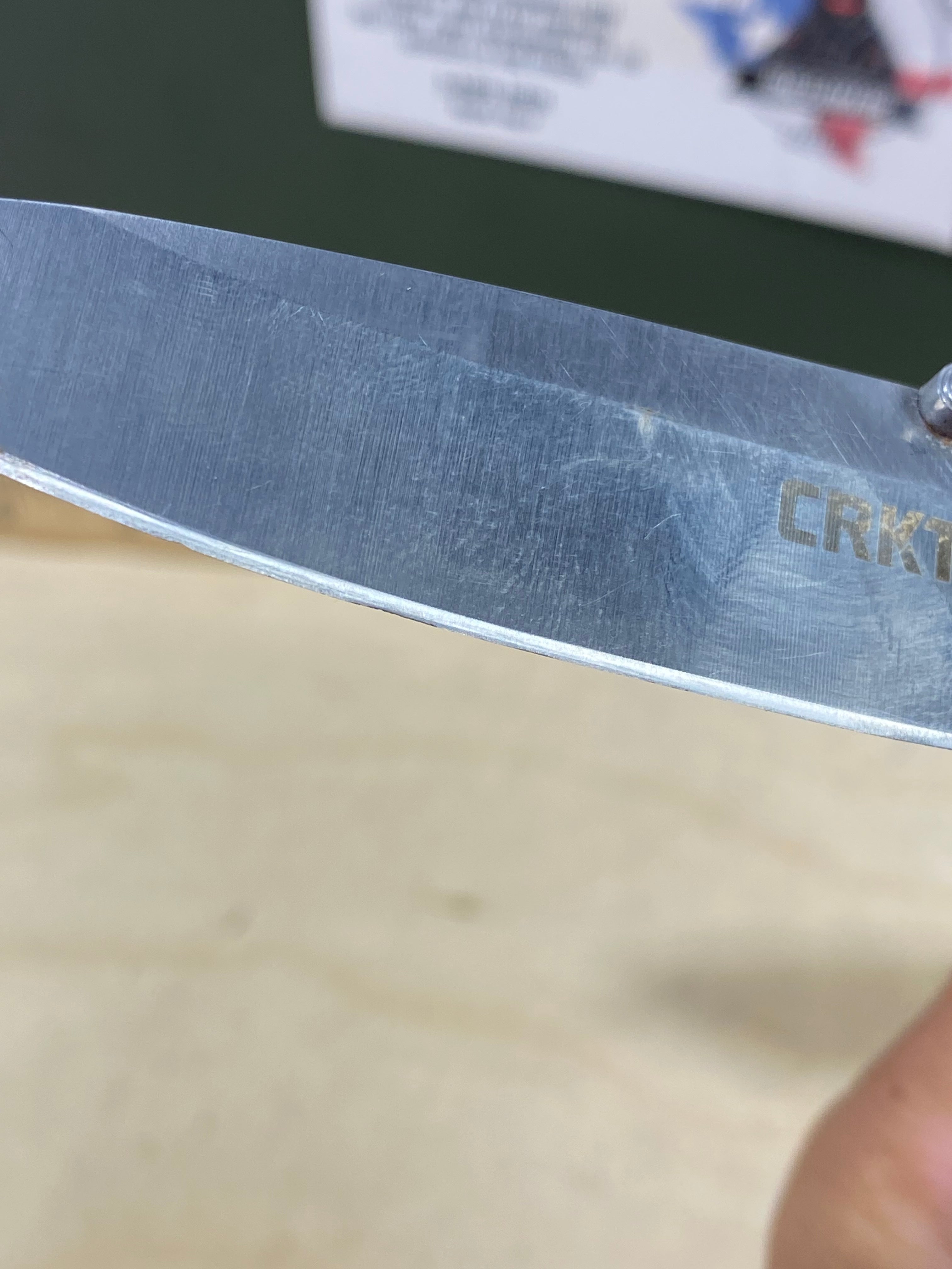 CRKT 7255Z Lake lll #-10. Light usage. Chip on blade. Resharpened. Discontinued.