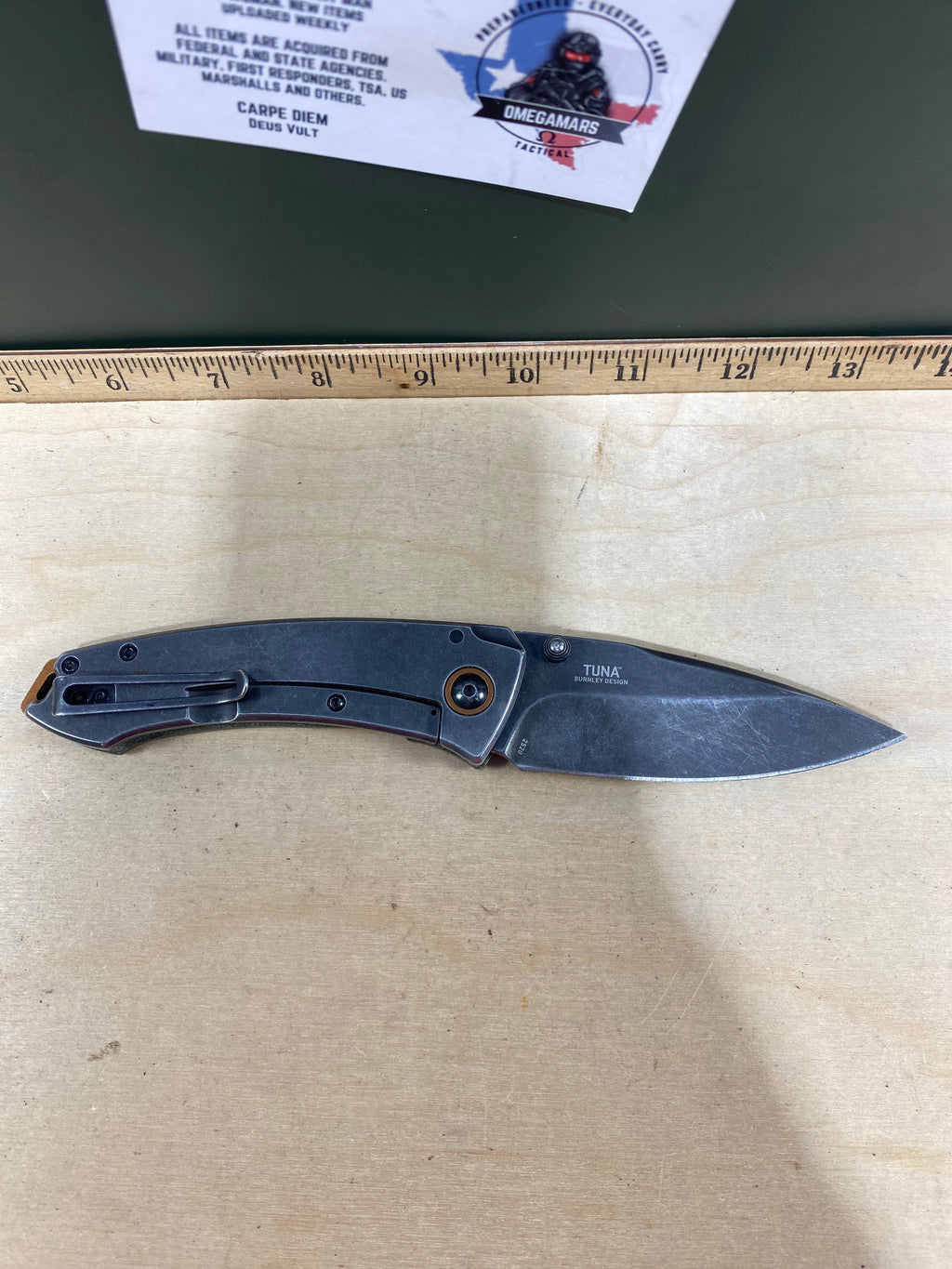 CRKT 2520 Tuna #-21. Light usage. Chips on blade. Resharpened.