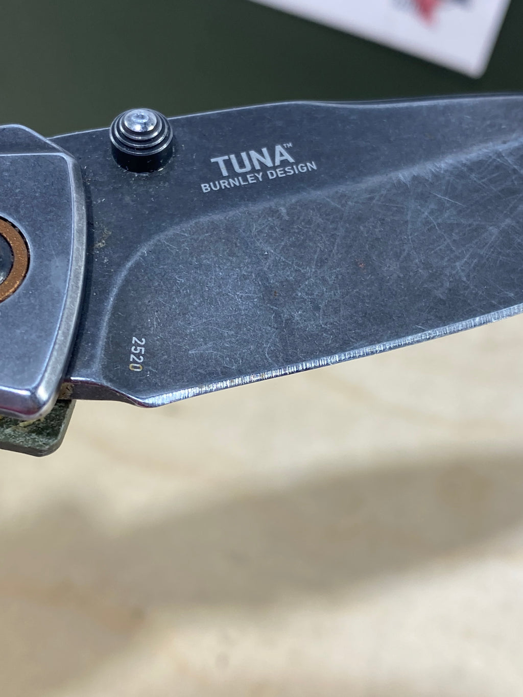 CRKT 2520 Tuna #-21. Light usage. Chips on blade. Resharpened.