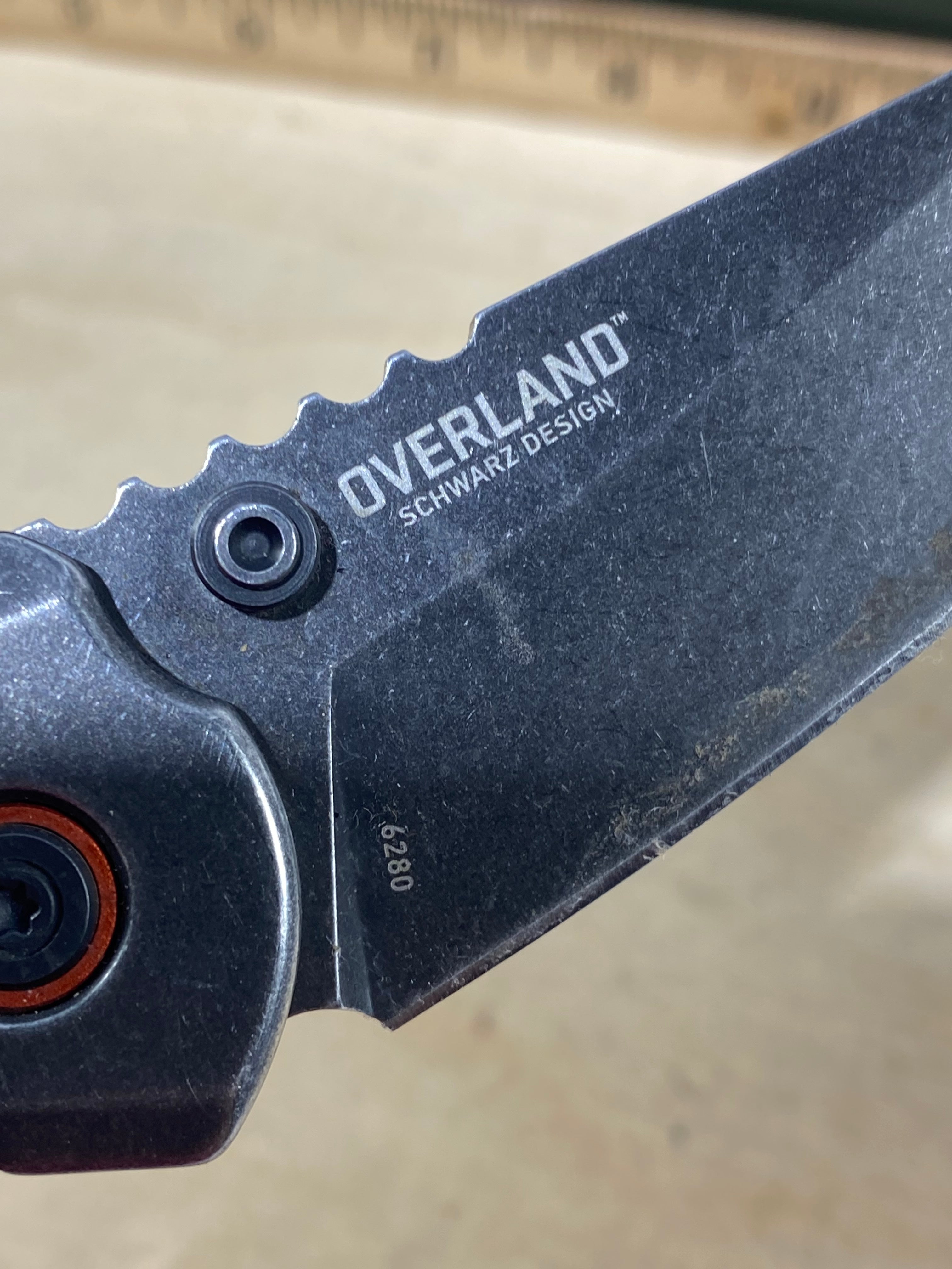 CRKT 6280 Overland #-24. Light usage. Dirty. Chip on blade.