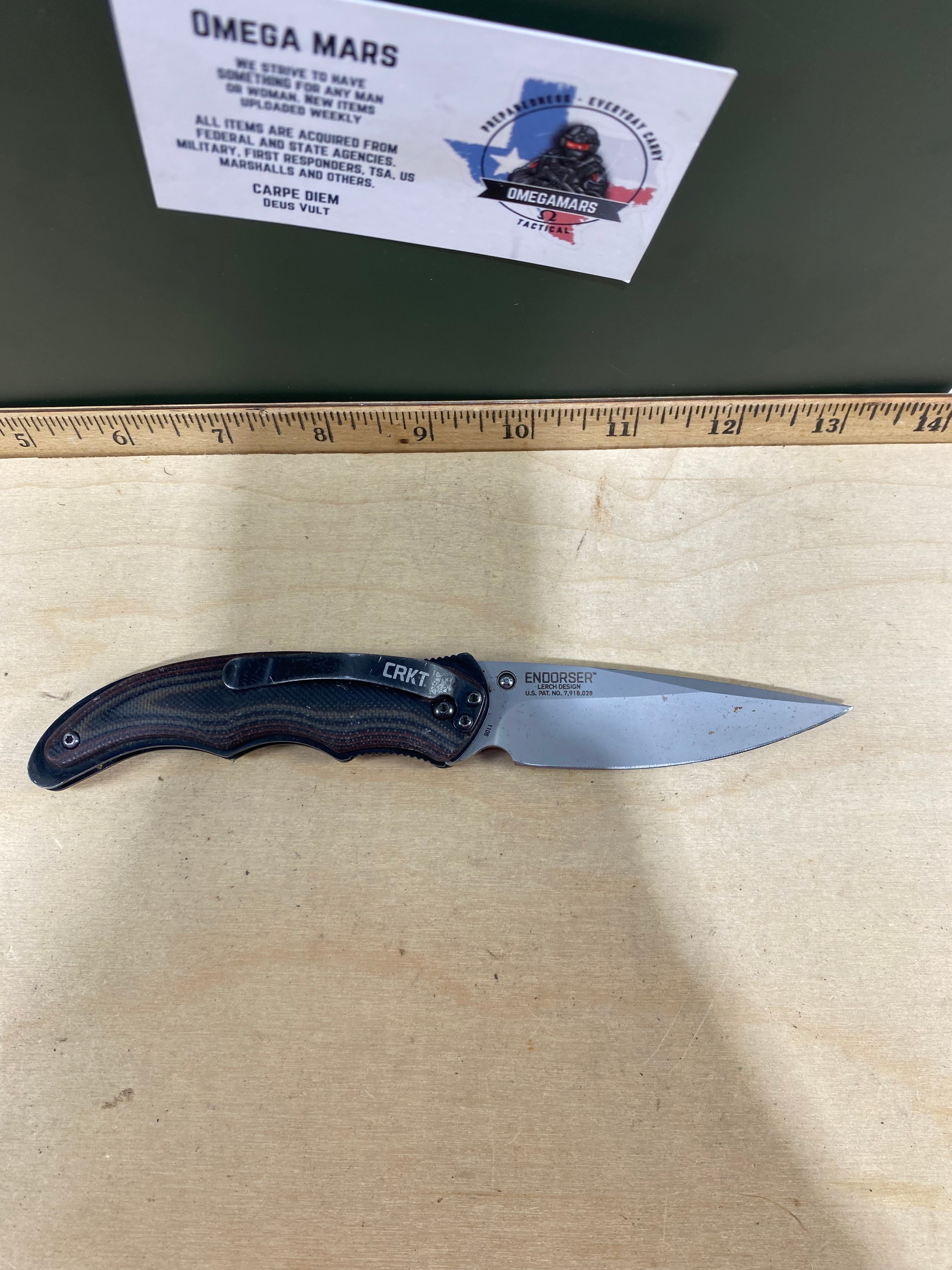 CRKT 1105 Endorser #-37. Light usage. Dirty. Chip on blade.