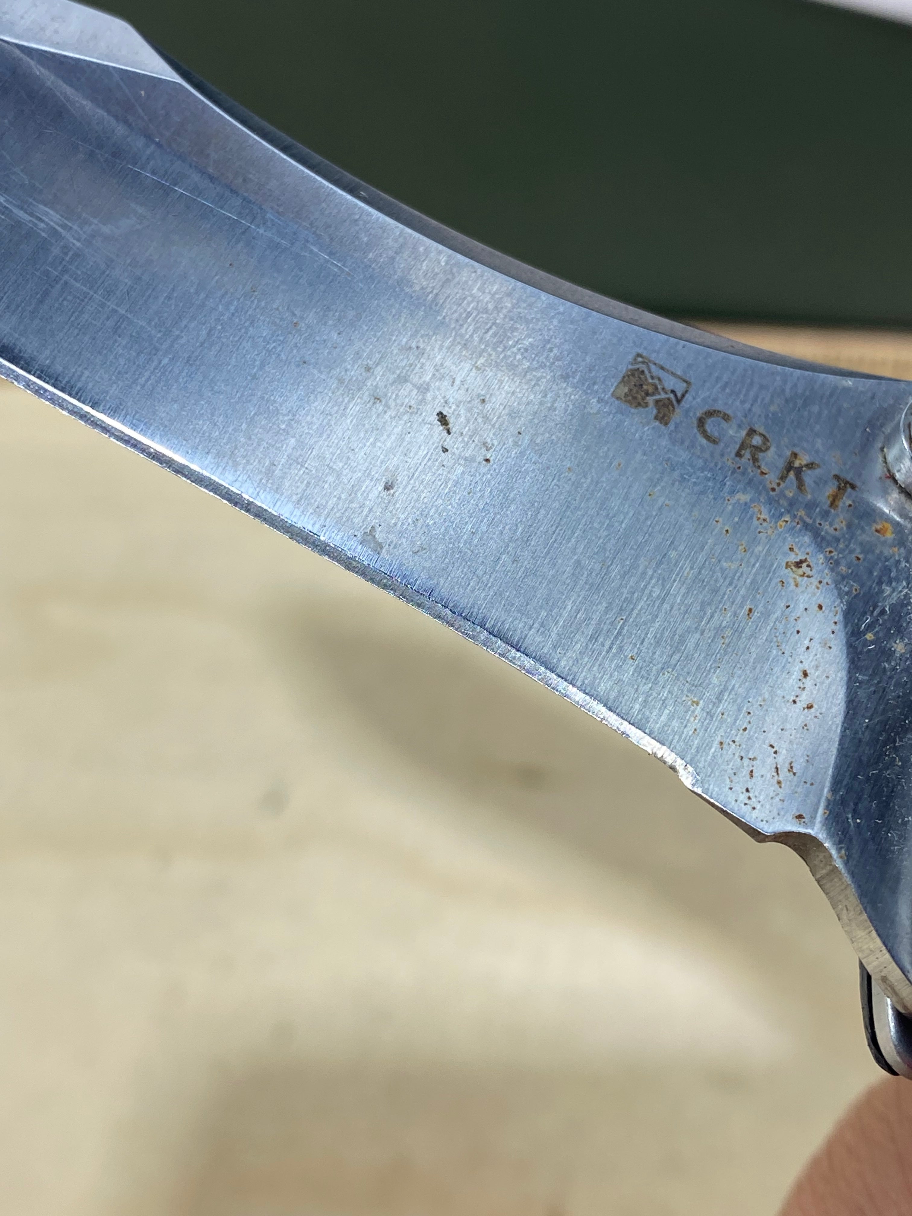 CRKT 1090 My Tighe #-47. Light usage. Chips on blade. Discontinued.