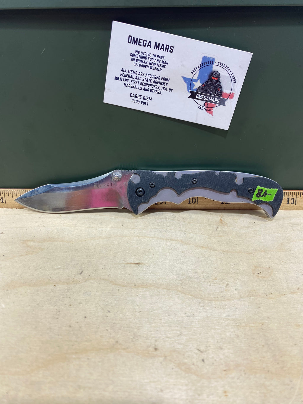 CRKT 1090 My Tighe #-48. Light usage. Missing pocket clip. Resharpened. Discontinued.