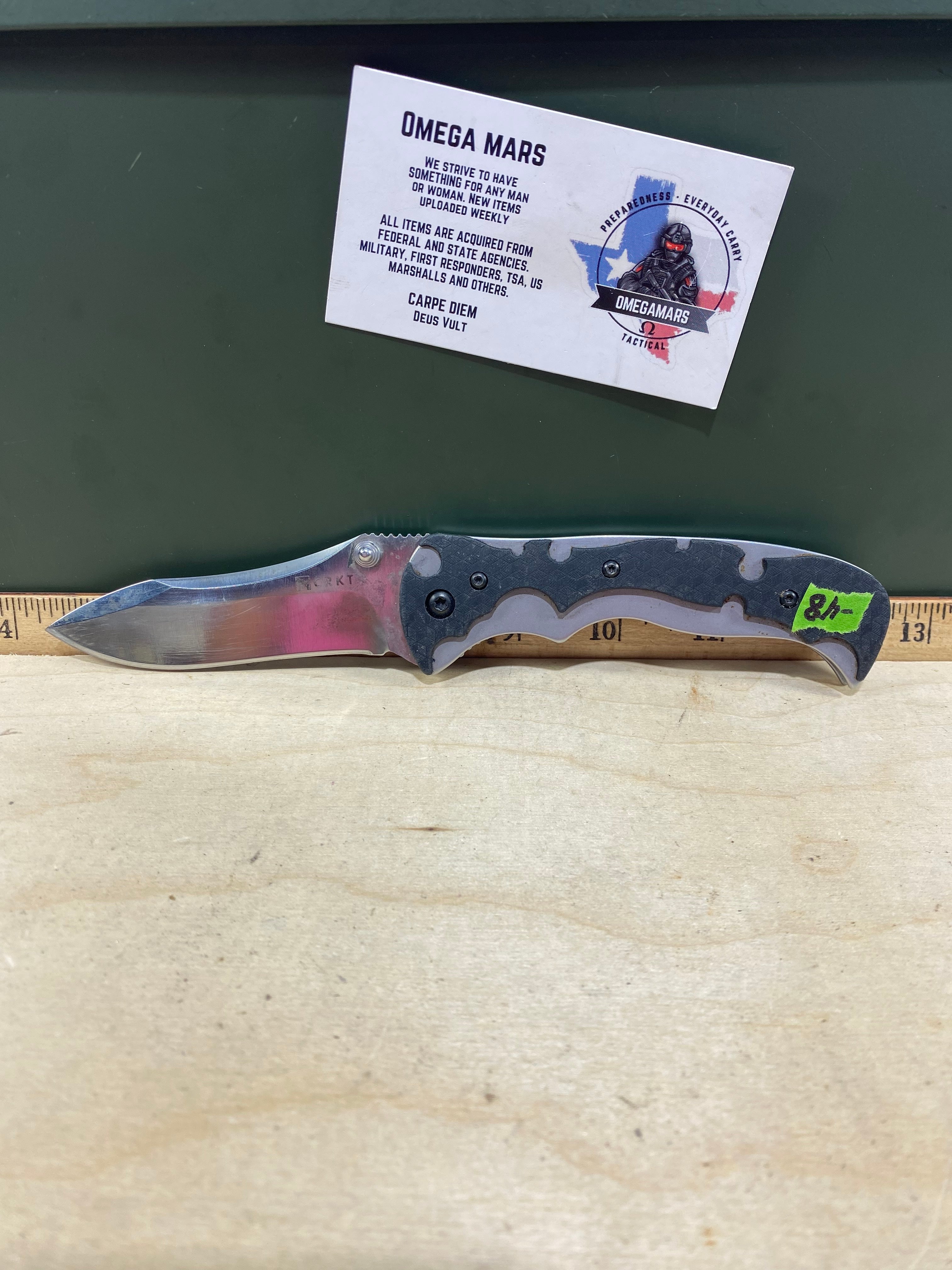 CRKT 1090 My Tighe #-48. Light usage. Missing pocket clip. Resharpened. Discontinued.