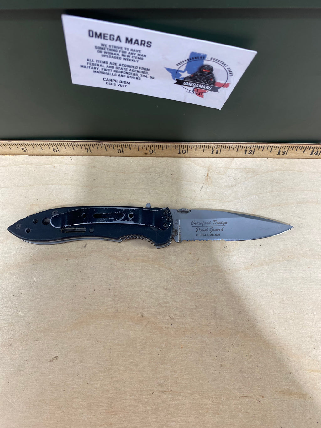 CRKT 6763 Crawford Point Guard #-59. Light usage. Dirty. Discontinued.