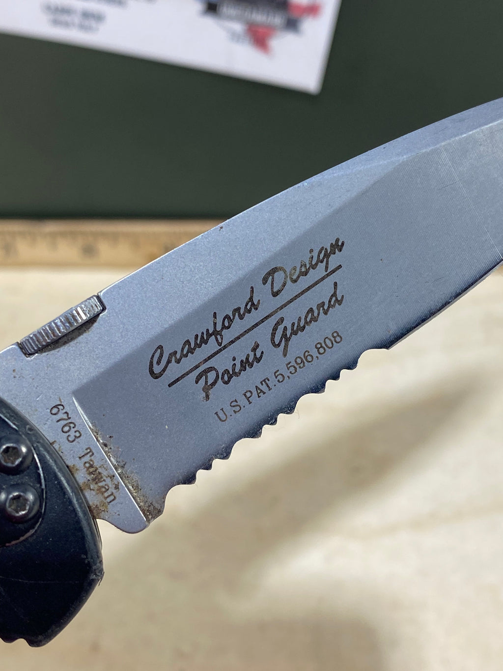 CRKT 6763 Crawford Point Guard #-59. Light usage. Dirty. Discontinued.