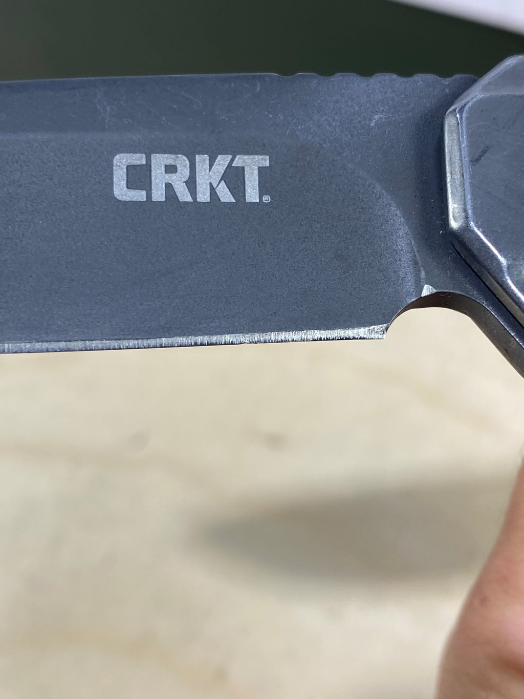 CRKT K330GGP Gusset #-74. Light usage. Chip on blade.