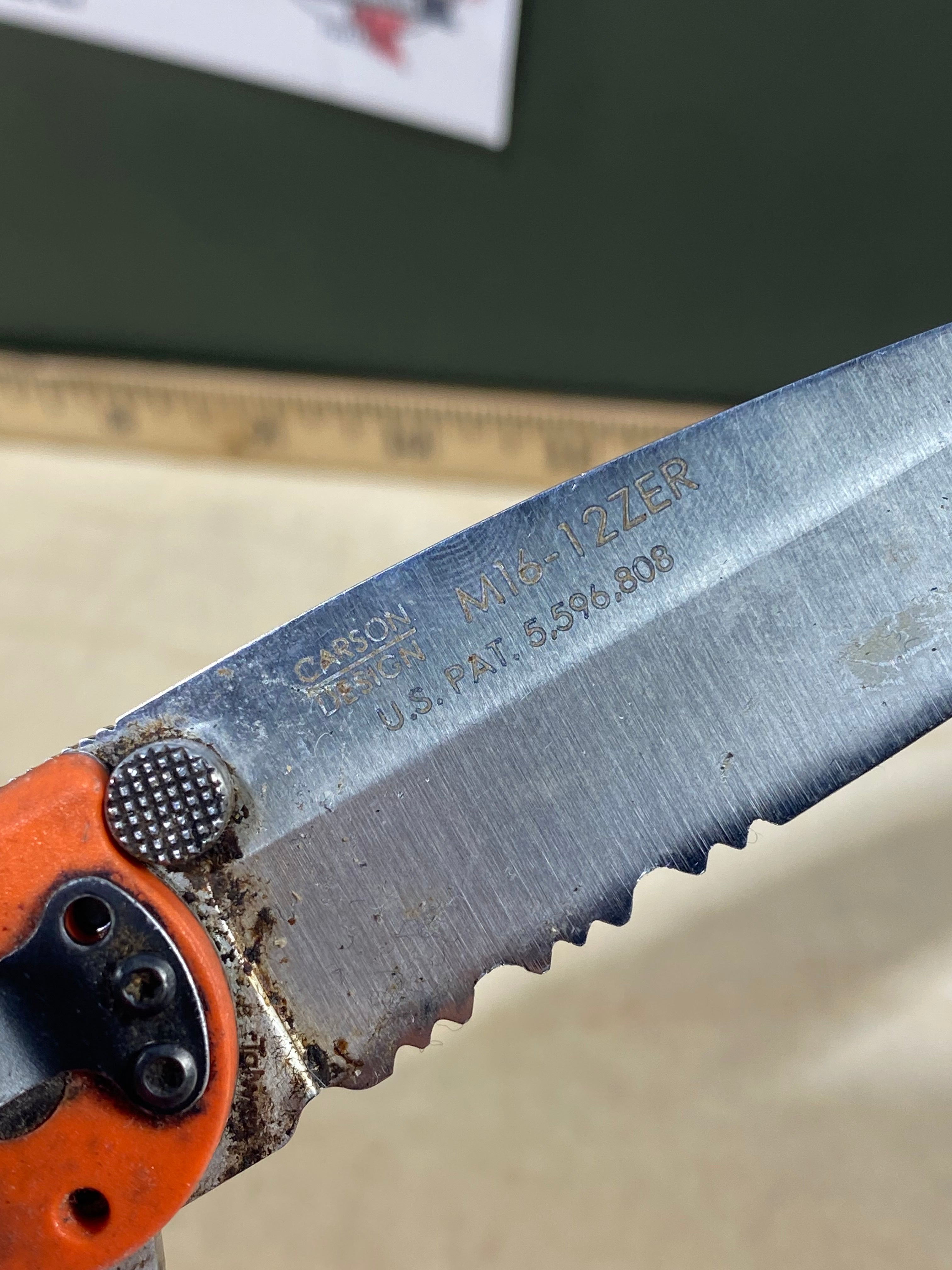 CRKT M16-12ZER #-79. Light usage. Super Dirty. Chips on blade.