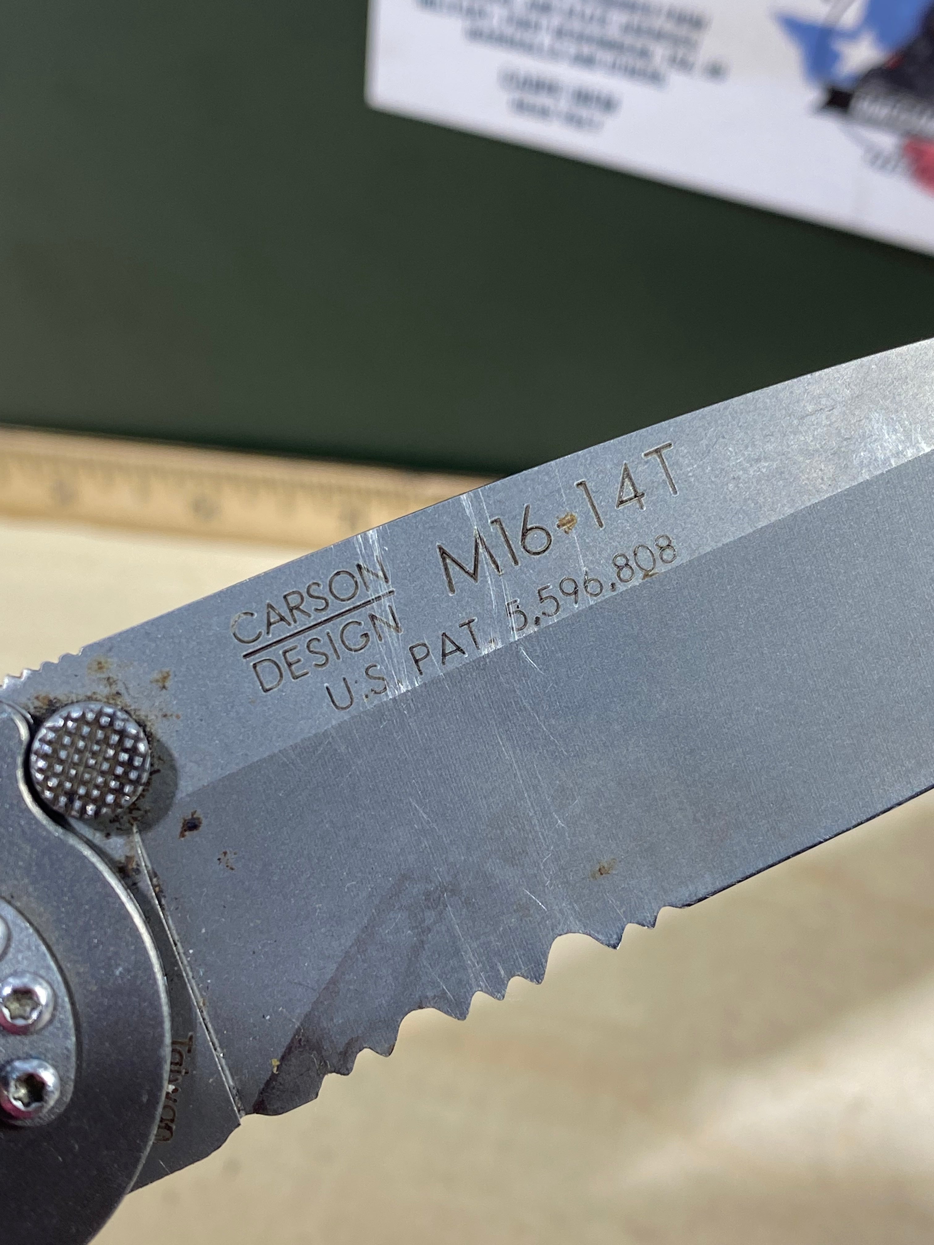CRKT M16-14T #-109. Light usage. Possible Rust. Chip on blade. Discontinued