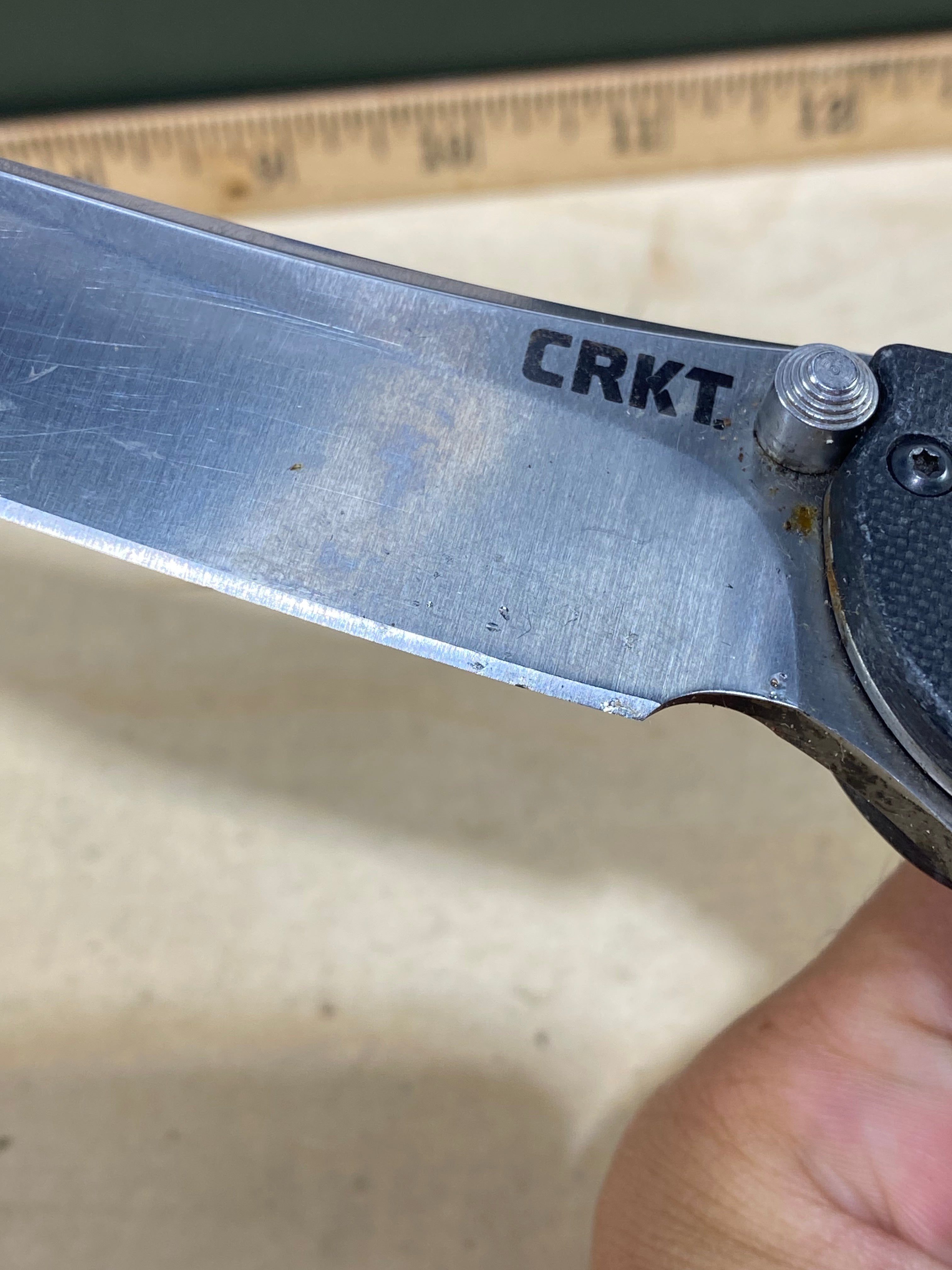 CRKT 5401 Seismic #-114. Light usage. Dirty. Chips on blade. Discontinued.