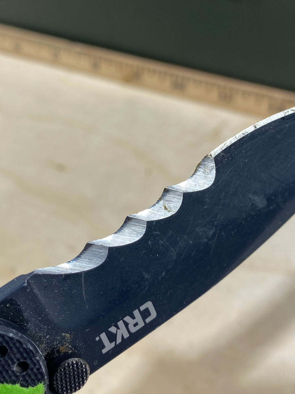 CRKT M21-12SFG #-118. Light usage. Dirty. Chip on blade.