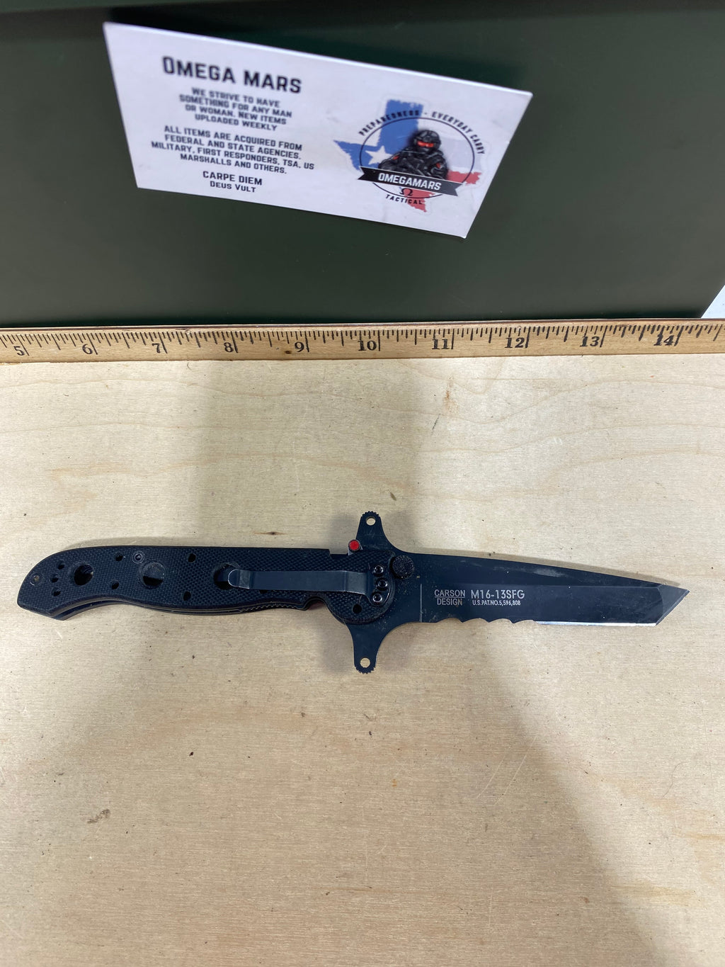 CRKT M16-13SFG #-119. Light usage. Dirty. Chip on blade.