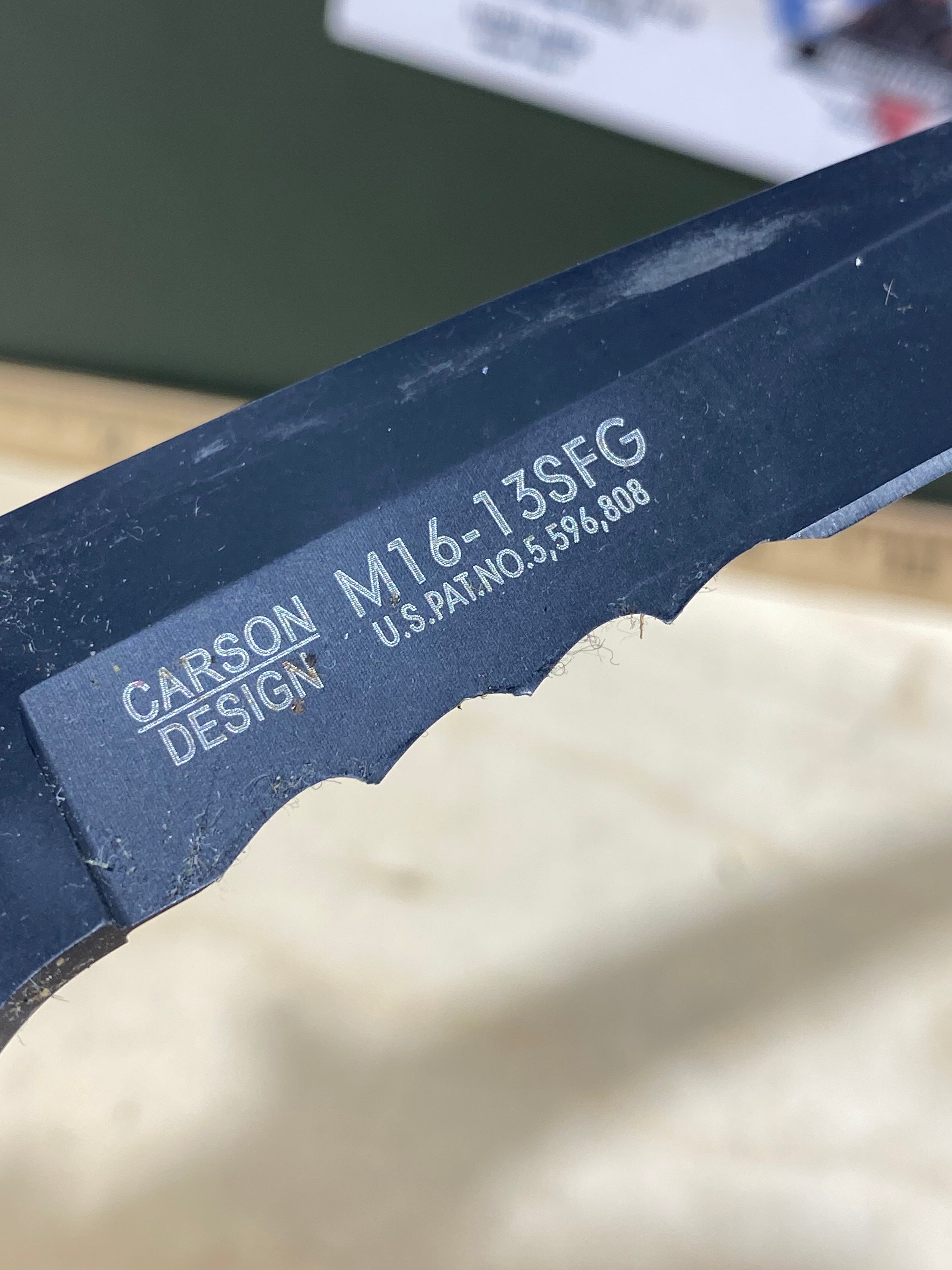 CRKT M16-13SFG #-119. Light usage. Dirty. Chip on blade.