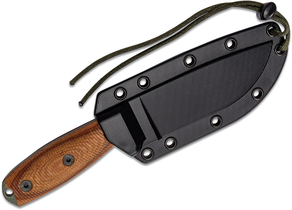 ESEE Knives ESEE-4POD-011 OD Green Plain Edge, 3D Machined Natural Canvas Micarta Handles