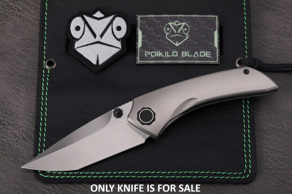 Poikilo Blade Tuna Folding Knife 3.38" Bohler M398 Steel, Titanium Handle - PKBTUNAS2