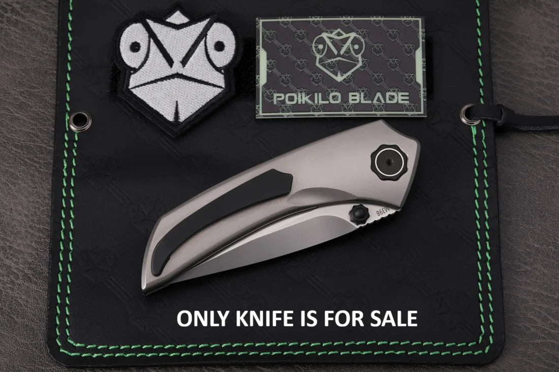 Poikilo Blade Tuna Folding Knife 3.38" Bohler M398 Steel, Titanium Handle - PKBTUNAS2