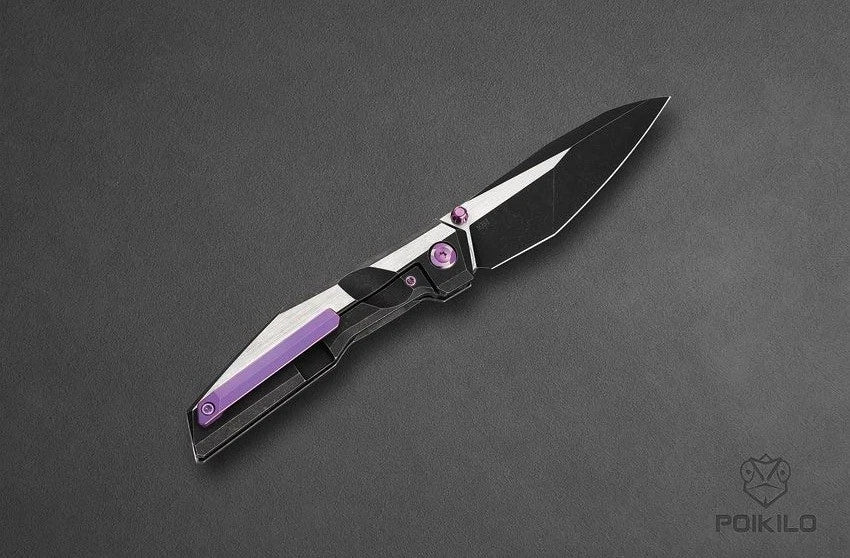 Poikilo Blade Komodo Folding Knife 3.75" Bohler M398 Steel Blade Titanium Handle