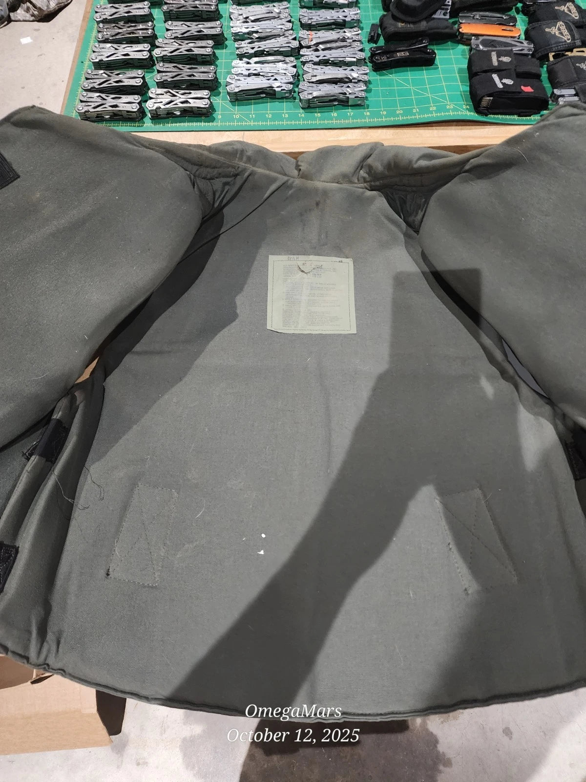 US NAVY / Police Surplus Flak vest X LG Size, Police badge attempted removal.