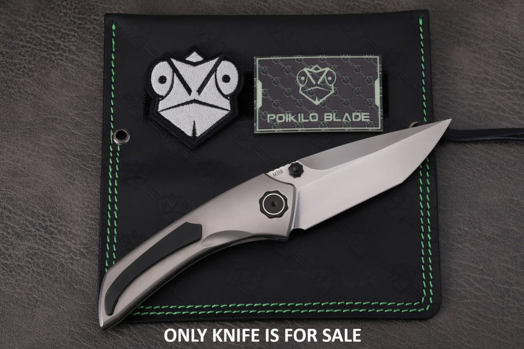 Poikilo Blade Tuna Folding Knife 3.38" Bohler M398 Steel, Titanium Handle - PKBTUNAS2