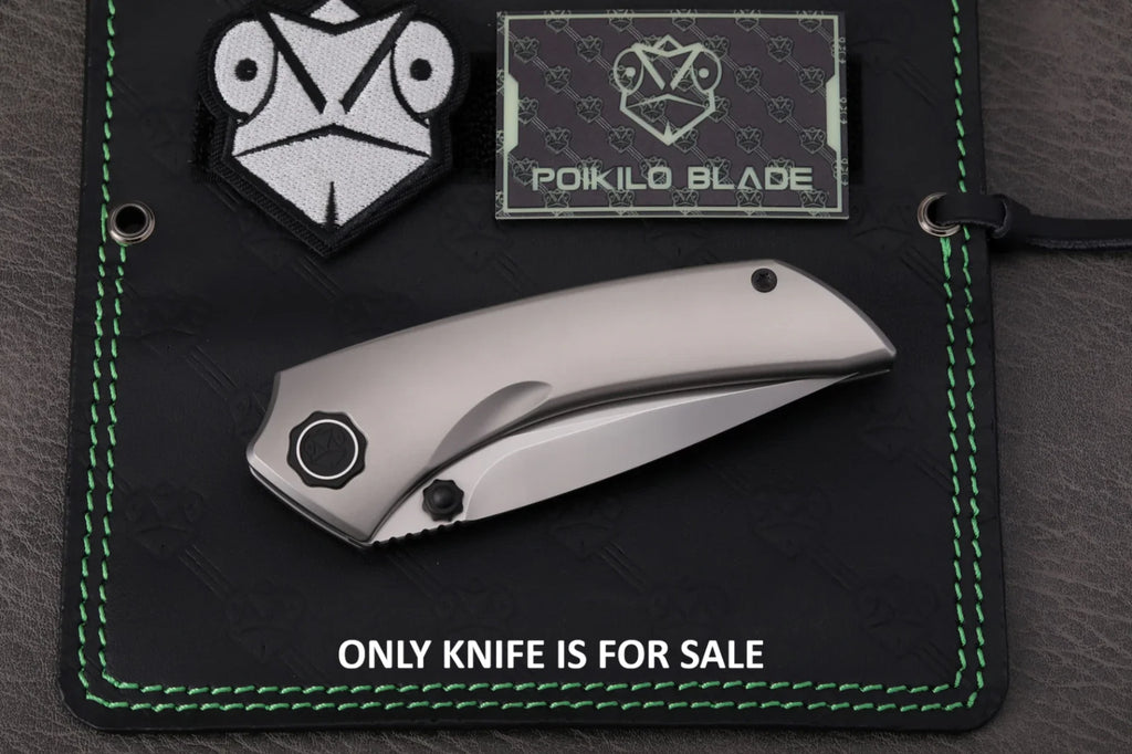Poikilo Blade Tuna Folding Knife 3.38" Bohler M398 Steel, Titanium Handle - PKBTUNAS2