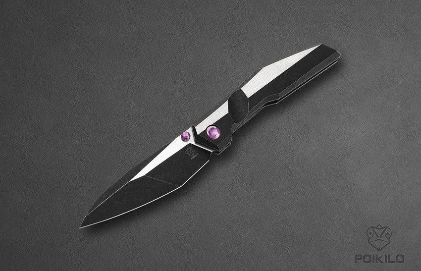 Poikilo Blade Komodo Folding Knife 3.75" Bohler M398 Steel Blade Titanium Handle