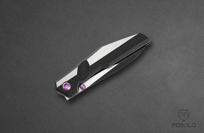 Poikilo Blade Komodo Folding Knife 3.75" Bohler M398 Steel Blade Titanium Handle
