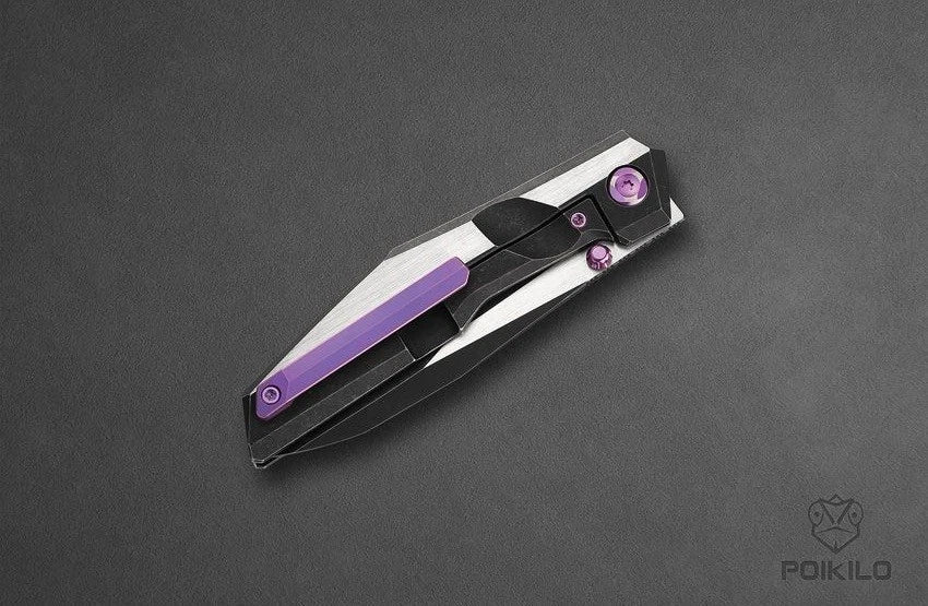 Poikilo Blade Komodo Folding Knife 3.75" Bohler M398 Steel Blade Titanium Handle